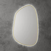 AULIC TARCOOLA ASYMMETRICAL FRAMED LED MIRROR 3 COLOUR LIGHTS BRUSHED GOLD 550X900MM - FIL Kitchen Bathroom