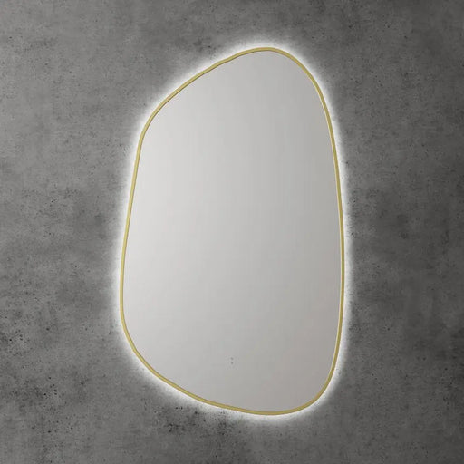 AULIC TARCOOLA ASYMMETRICAL FRAMED LED MIRROR 3 COLOUR LIGHTS BRUSHED GOLD 550X900MM - FIL Kitchen Bathroom
