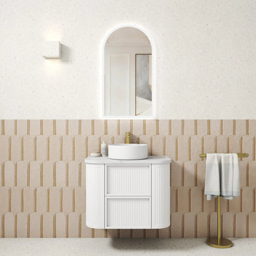 Ramee Fluted Wall Hung 750mm Matte White Cabinet - FIL Kitchen Bathroom