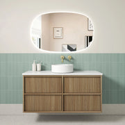 Venetta Fluted Framed Wall Hung 1200mm Harvest Oak Cabinet - FIL Kitchen Bathroom