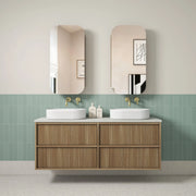 Venetta Fluted Framed Wall Hung 1500mm Harvest Oak Cabinet - FIL Kitchen Bathroom
