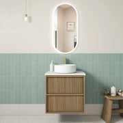 Venetta Fluted Framed Wall Hung 600mm Harvest Oak Cabinet - FIL Kitchen Bathroom
