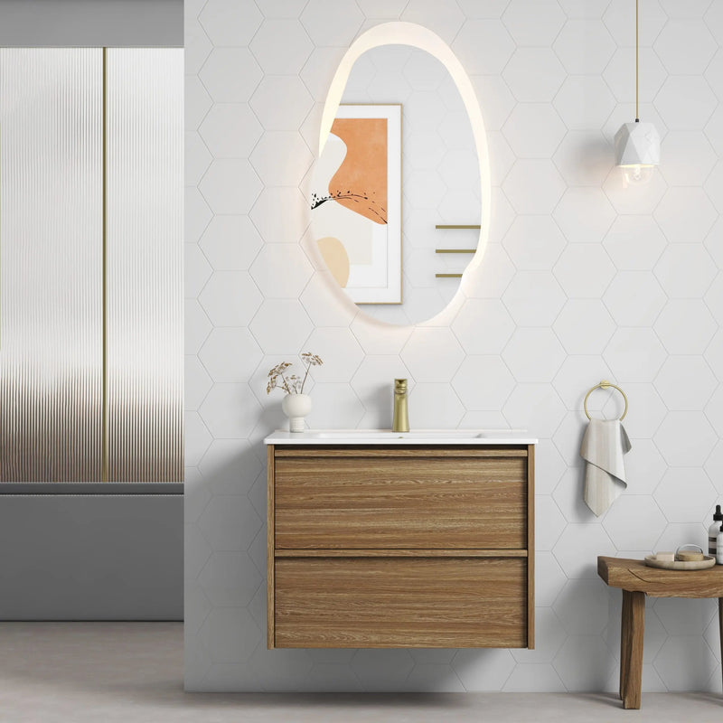 Venetta Framed Wall Hung 750mm Harvest Oak Cabinet - FIL Kitchen Bathroom