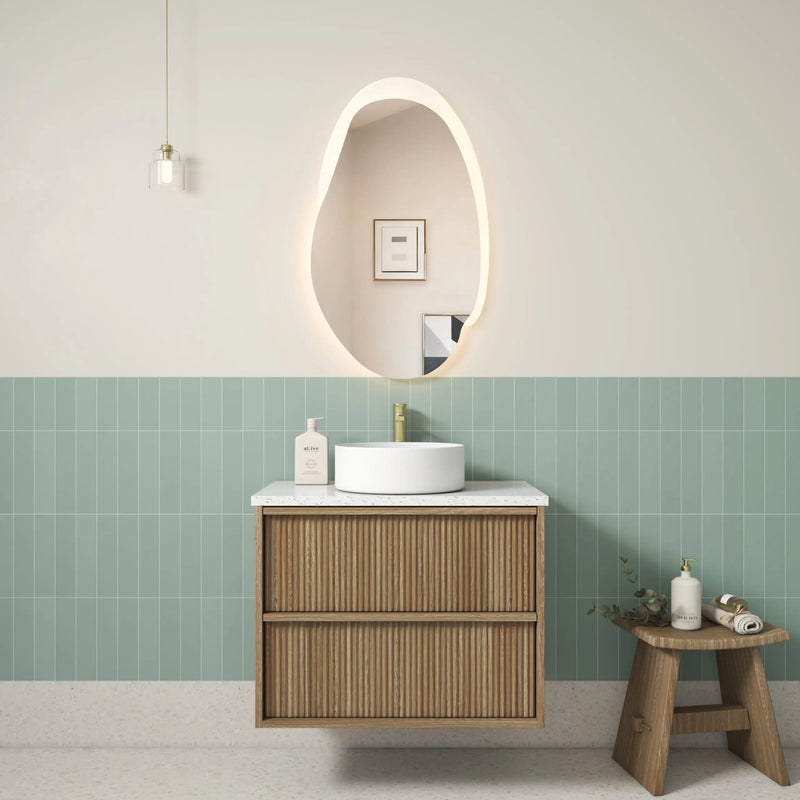 Venetta Fluted Framed Wall Hung 750mm Harvest Oak Cabinet - FIL Kitchen Bathroom