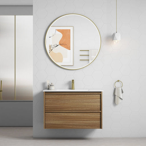 Venetta Framed Wall Hung 900mm Harvest Oak Cabinet - FIL Kitchen Bathroom