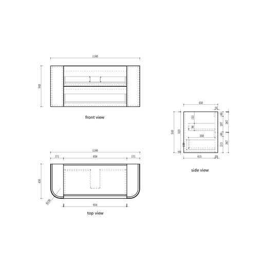 Ramee Fluted Wall Hung 1200mm Matte White Cabinet - FIL Kitchen Bathroom