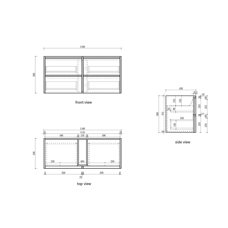 Venetta Framed Wall Hung 1200mm Harvest Oak Cabinet - FIL Kitchen Bathroom
