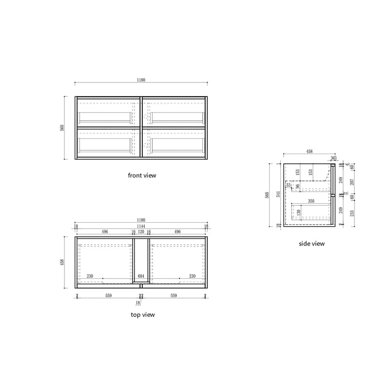 Venetta Fluted Framed Wall Hung 1200mm Harvest Oak Cabinet - FIL Kitchen Bathroom
