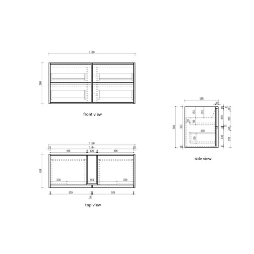 Venetta Fluted Framed Wall Hung 1200mm Harvest Oak Cabinet - FIL Kitchen Bathroom