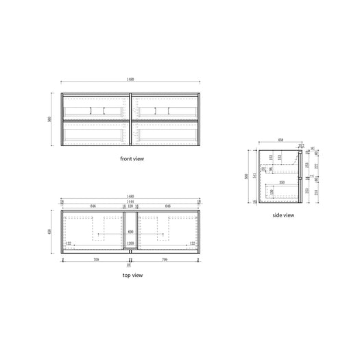 Venetta Framed Wall Hung 1500mm Harvest Oak Cabinet - FIL Kitchen Bathroom