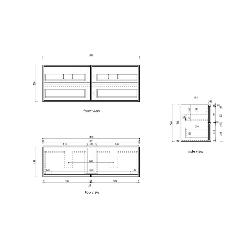 Venetta Fluted Framed Wall Hung 1500mm Harvest Oak Cabinet - FIL Kitchen Bathroom