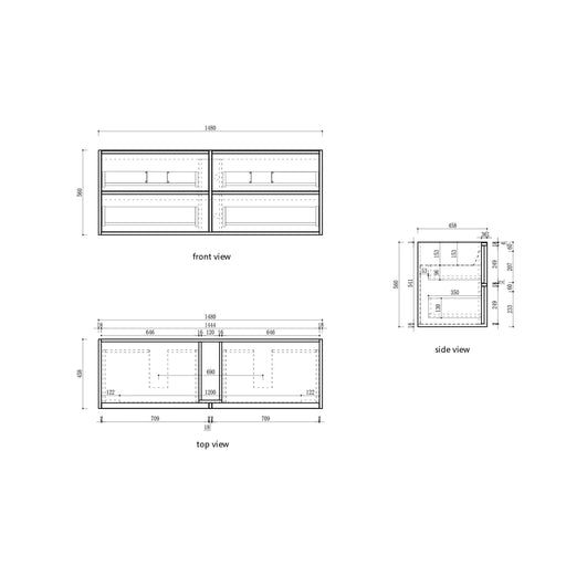 Venetta Fluted Framed Wall Hung 1500mm Harvest Oak Cabinet - FIL Kitchen Bathroom