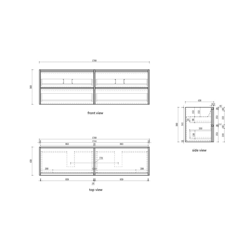 Venetta Framed Wall Hung 1800mm Harvest Oak Cabinet - FIL Kitchen Bathroom