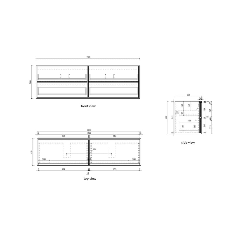 Venetta Fluted Framed Wall Hung 1800mm Harvest Oak Cabinet - FIL Kitchen Bathroom