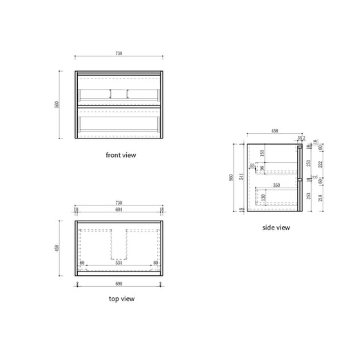 Venetta Framed Wall Hung 750mm Harvest Oak Cabinet - FIL Kitchen Bathroom