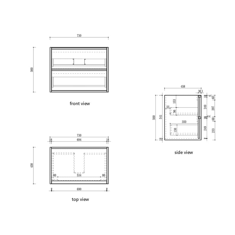 Venetta Fluted Framed Wall Hung 750mm Harvest Oak Cabinet - FIL Kitchen Bathroom