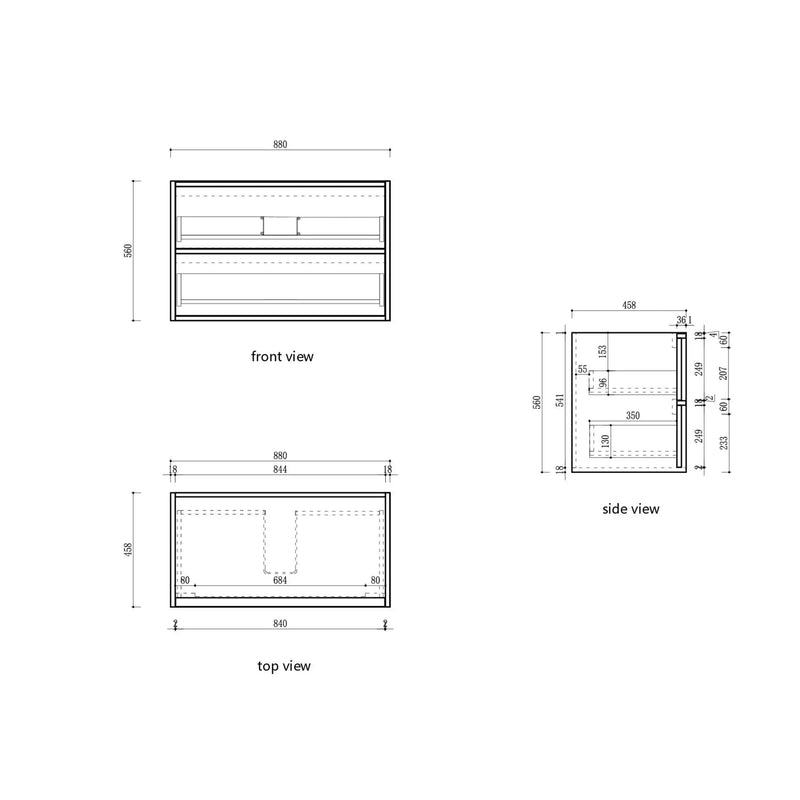 Venetta Fluted Framed Wall Hung 900mm Harvest Oak Cabinet - FIL Kitchen Bathroom