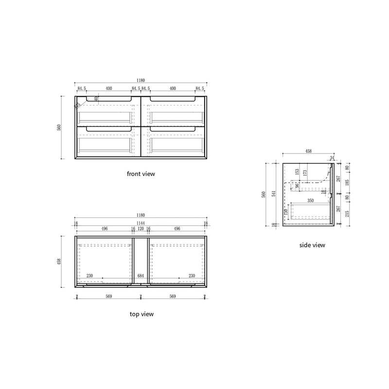 Voulari Framed Wall Hung 1200mm Harvest Oak Cabinet - FIL Kitchen Bathroom