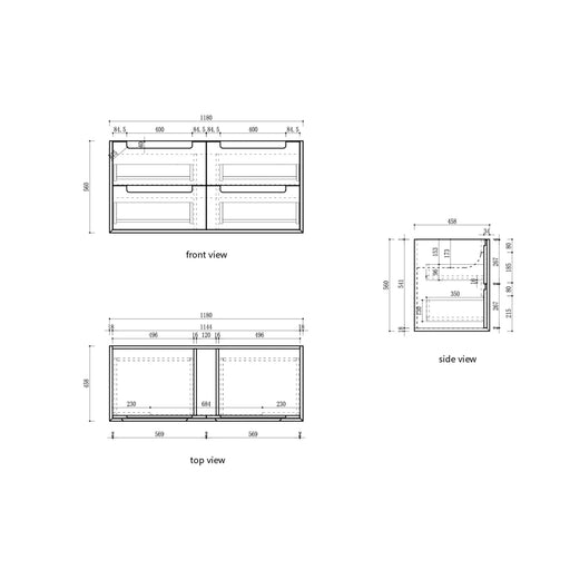 Voulari Framed Wall Hung 1200mm Harvest Oak Cabinet - FIL Kitchen Bathroom