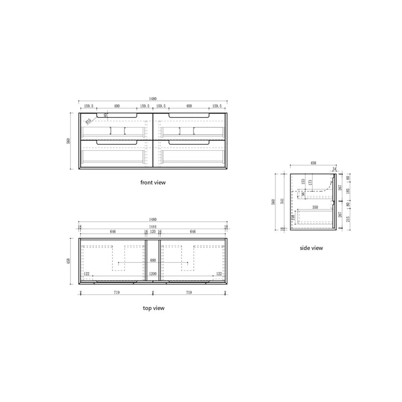 Voulari Vramed Wall Hung 1500mm Harvest Oak Cabinet - FIL Kitchen Bathroom