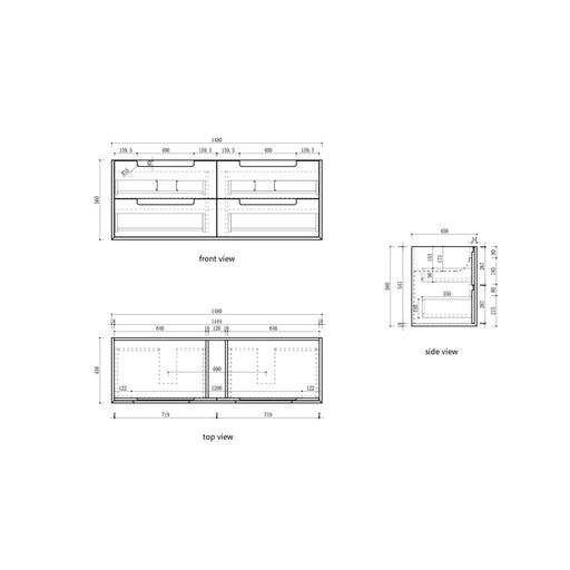 Voulari Vramed Wall Hung 1500mm Harvest Oak Cabinet - FIL Kitchen Bathroom