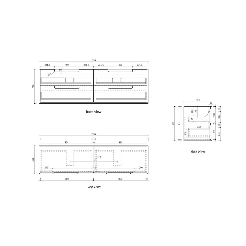 Voulari Framed Wall Hung 1800mm Harvest Oak Cabinet - FIL Kitchen Bathroom