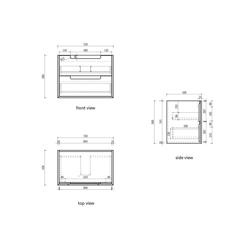 Voulari Framed Wall Hung 750mm Harvest Oak Cabinet - FIL Kitchen Bathroom