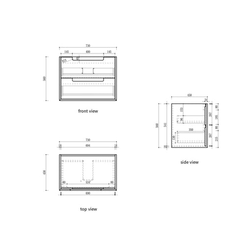 Voulari Framed Wall Hung 750mm Harvest Oak Cabinet - FIL Kitchen Bathroom