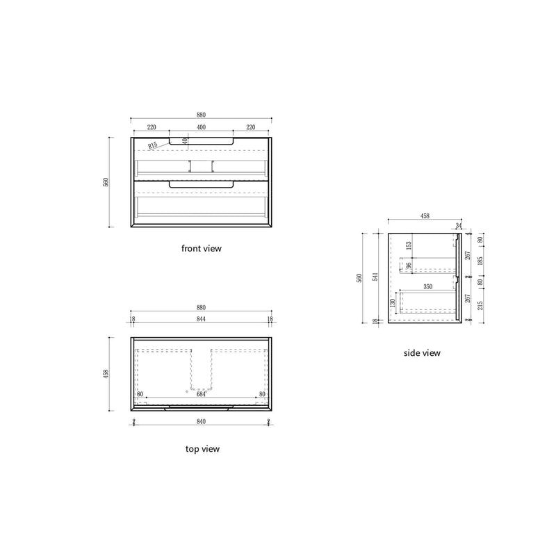 Voulari Framed Wall Hung 900mm Harvest Oak Cabinet - FIL Kitchen Bathroom