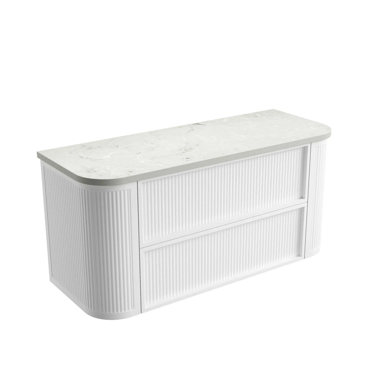 Ramee Fluted Wall Hung 1200mm Matte White Cabinet - FIL Kitchen Bathroom