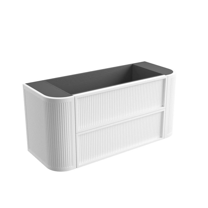 Ramee Fluted Wall Hung 1200mm Matte White Cabinet - FIL Kitchen Bathroom