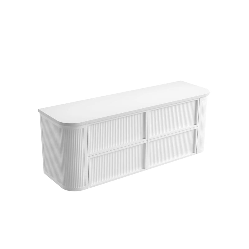 Ramee Fluted Wall Hung 1500mm Matte White Cabinet - FIL Kitchen Bathroom