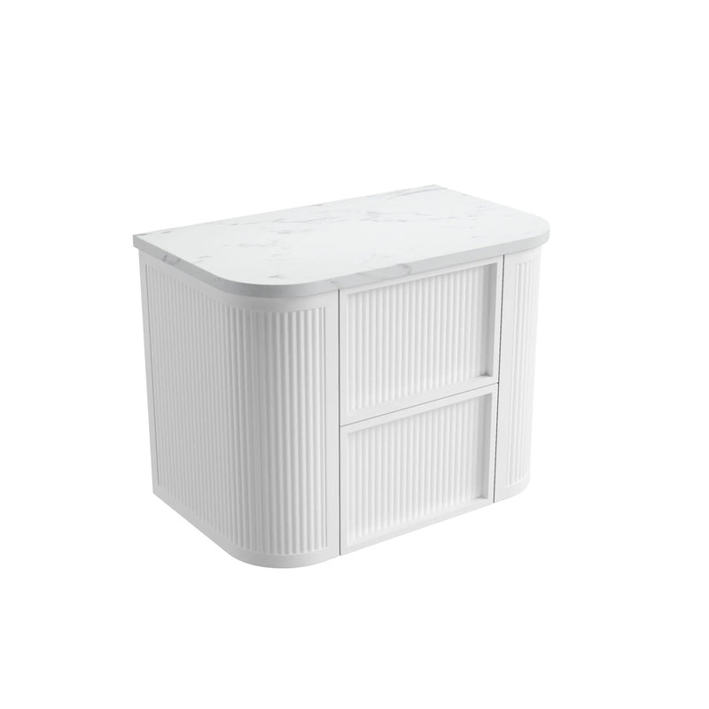 Ramee Fluted Wall Hung 750mm Matte White Cabinet - FIL Kitchen Bathroom