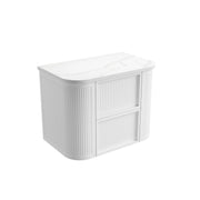 Ramee Fluted Wall Hung 750mm Matte White Cabinet - FIL Kitchen Bathroom