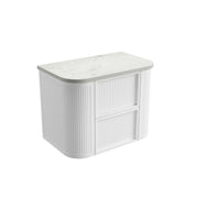 Ramee Fluted Wall Hung 750mm Matte White Cabinet - FIL Kitchen Bathroom