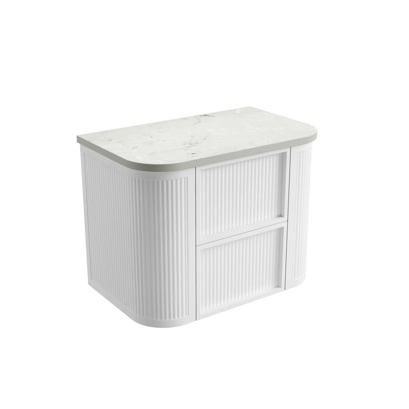 Ramee Fluted Wall Hung 750mm Matte White Cabinet - FIL Kitchen Bathroom