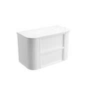 Ramee Fluted Wall Hung 900mm Matte White Cabinet - FIL Kitchen Bathroom