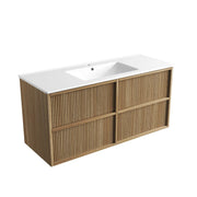 Venetta Fluted Framed Wall Hung 1200mm Harvest Oak Cabinet - FIL Kitchen Bathroom
