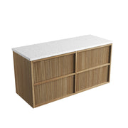 Venetta Fluted Framed Wall Hung 1200mm Harvest Oak Cabinet - FIL Kitchen Bathroom