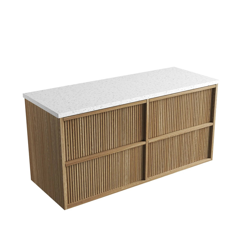 Venetta Fluted Framed Wall Hung 1200mm Harvest Oak Cabinet - FIL Kitchen Bathroom