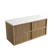 Venetta Fluted Framed Wall Hung 1200mm Harvest Oak Cabinet - FIL Kitchen Bathroom