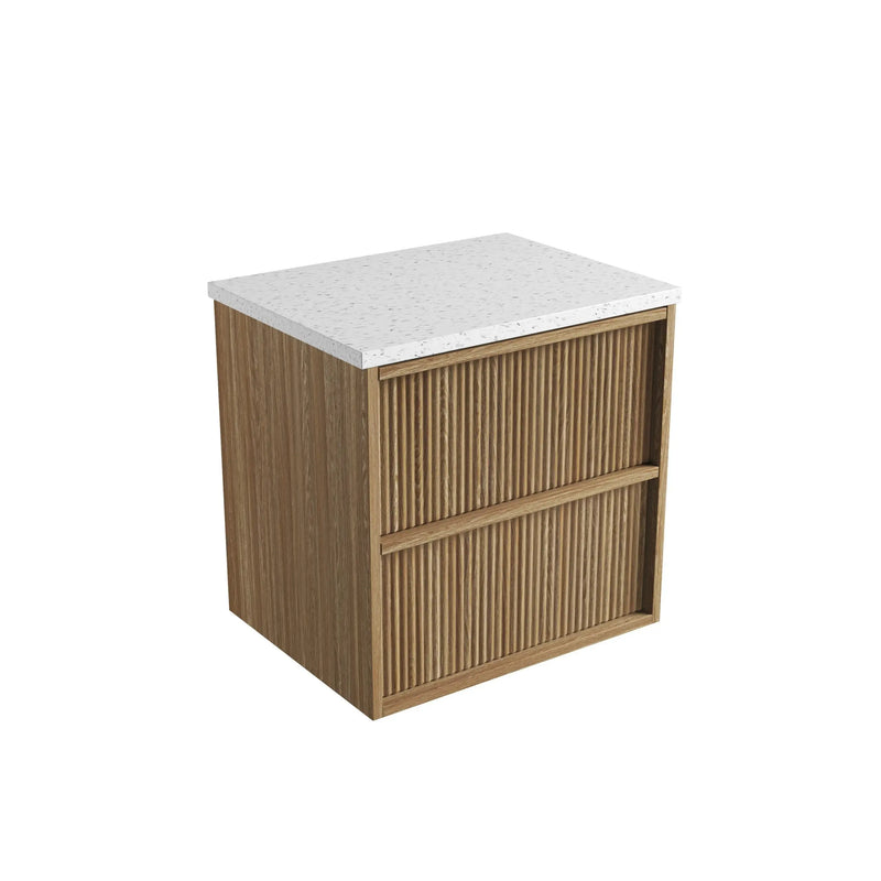 Venetta Fluted Framed Wall Hung 600mm Harvest Oak Cabinet - FIL Kitchen Bathroom