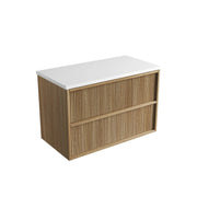 Venetta Fluted Framed Wall Hung 900mm Harvest Oak Cabinet - FIL Kitchen Bathroom