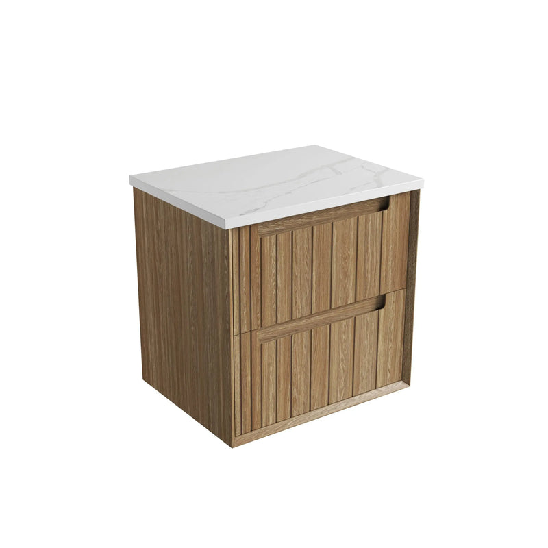 Voulari Framed Wall Hung 600mm Harvest Oak Cabinet - FIL Kitchen Bathroom