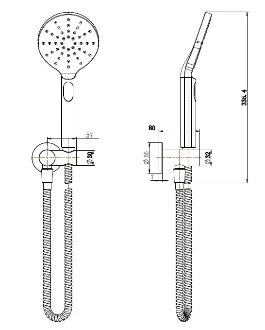 CORA ROUND HAND SHOWER ON WALL OUTLET BRACKET ACL