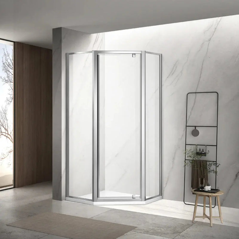 Semi-frame Pivot Door Diamond Shower Screen Australian Standard 6mm Tempered Toughen Glass - FIL Kitchen Bathroom