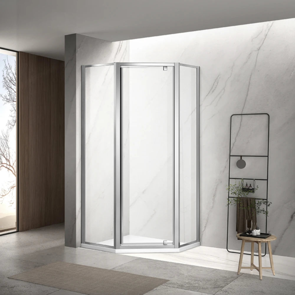 Semi-frame Pivot Door Diamond Shower Screen Australian Standard 6mm Tempered Toughen Glass
