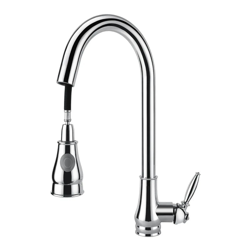 Round Chrome/Black Vintage Pull Out Kitchen Sink Mixer Tap FIL Kitchen Bathroom