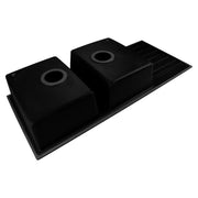 1160*500*200mm Black Granite Quartz Stone Kitchen Sink Double Bowls Drainboard Top/Undermount FIL Kitchen Bathroom