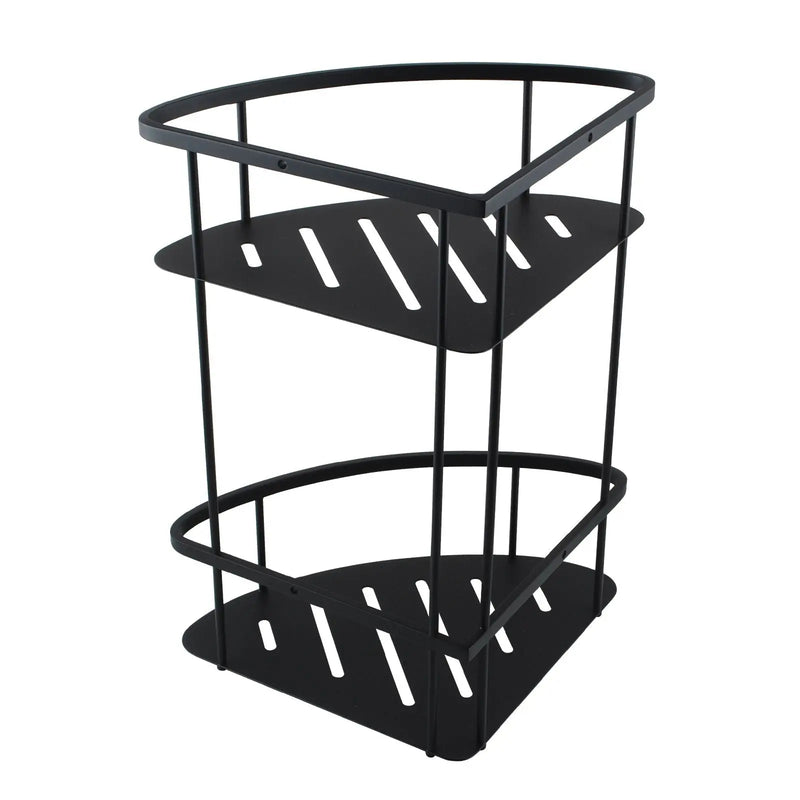 Chrome/Matte Black Stainless Steel 2 Tier Shower Caddy Shelf FIL Kitchen Bathroom